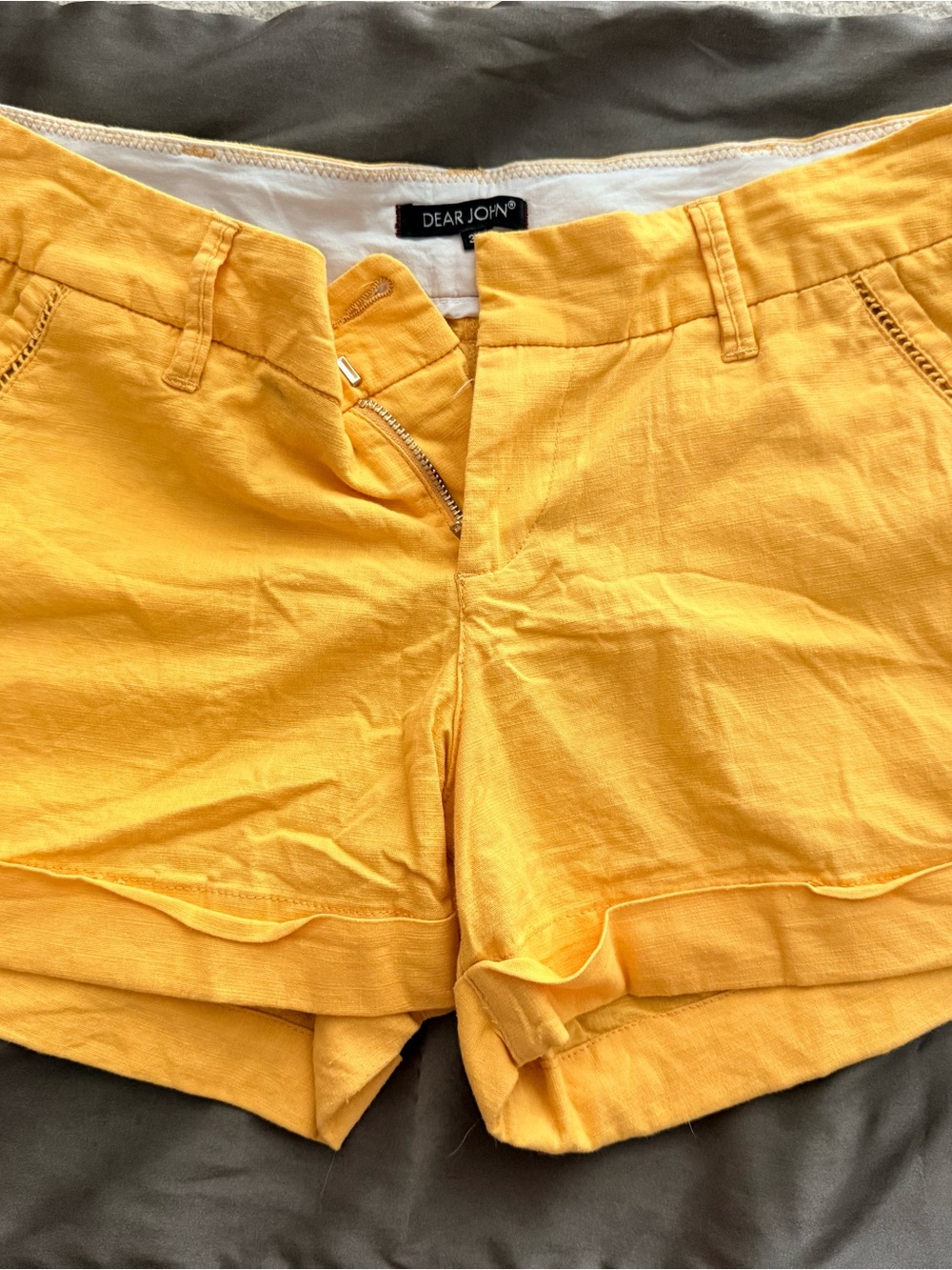 Dear John Bright Yellow Cotton Bermuda Shorts